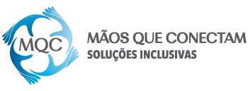 Logotipo da Mãos que Conectam, representando a inclusão de surdos no mercado de trabalho e a promoção de ambientes acessíveis em Libras.